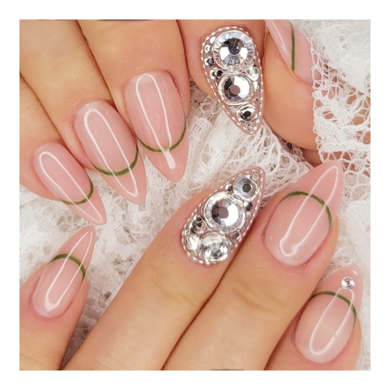 Lines and margins Handmade nail tips - Oval S /