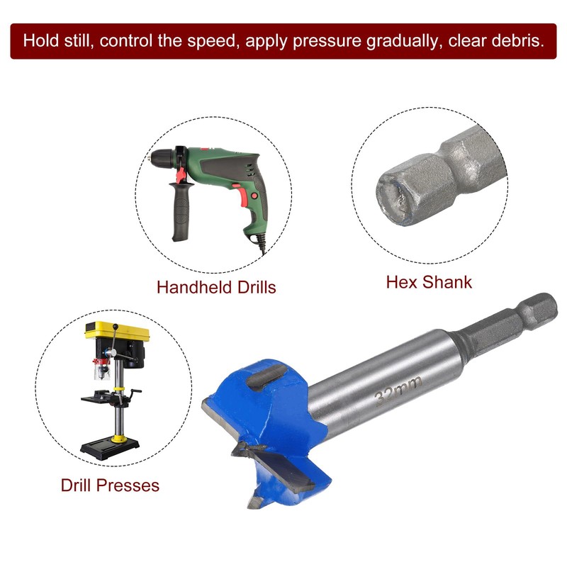 sourcing map Forstner Drill Bits 32mm, Tungsten Carbide Wood Saw