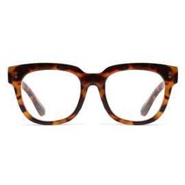 FEISEDY Retro Square Thick Big Frame Blue Light Blocking Reading Glasses Anti Glare Digital Eyestrain Reader B2523 Leopard 1.25x