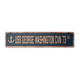 USS GEORGE WASHINGTON CVN 73 Vintage Plastic Street Sign us navy ship veteran sailor gift | Indoor/Outdoor | 24" Wide