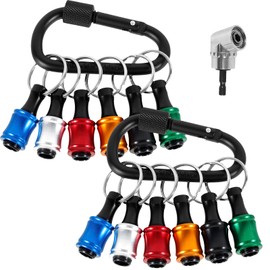 Bit Holder Keychain, 1/4 Inch Hex Shank Screwdriver Bits Holder Socket Drill Bit Holder Extension Bar Keychain Long and Short Drill Bit Screw Adapter Carabiner Bit Holder for Drill Bit (12pcs)