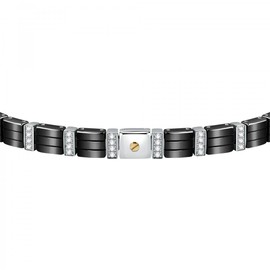 Morellato Men's Bracelet Gold Collection Steel 750 Gold Crystals Ceramic SATM15, Gold 750