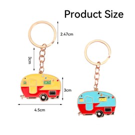 Lyqaq 2 Pieces Camper Keychains – Vintage RV Keyrings for Travel Trailers & Caravans,Cute Camping Souvenirs & Practical Accessories (Retro Design)