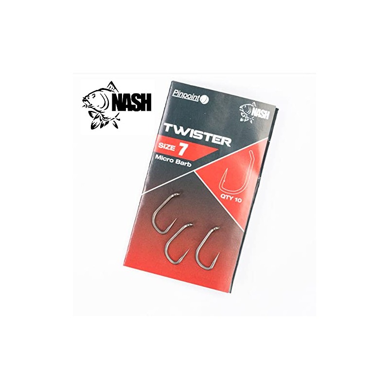 Nash Pinpoint Twister Hooks Micro Barbed Qty 10 (Size 4)