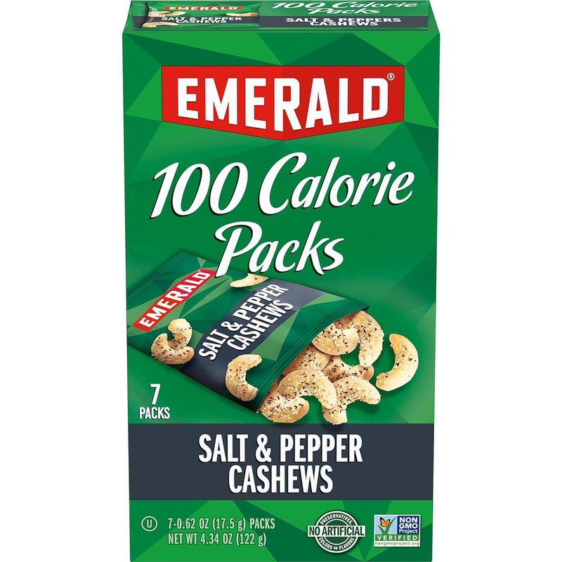 Emerald Nuts, Salt & Pepper Cashews, 100 Calorie Packs, 7