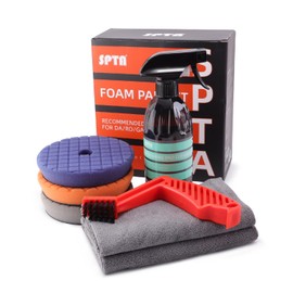 SPTA Buffing Polishing Pads Kits, with 3Pcs 5.5 Inch Polishing Pads,16oz Polishing Pad Cleaner, 2 Microfiber Towel and 1 Pad Cleaning Brush, All for Car Buffer Polisher, Polishing and Buffing