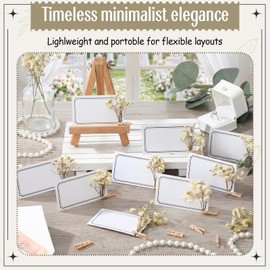 Leinuosen 60 Sets Place Cards for Table Setting Blank Table Name Cards with Mini Wood Clips Mini Gypsophila Decor for Wedding Bridal Shower Dinner Events Family Gathering Birthday Party