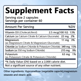 Bunkell Electrolyte Supplement Hydration Capsules w/Potassium Replenish 120 Capsules