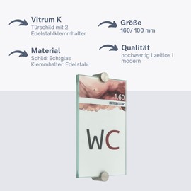 Logistic Sign System Vitrum K2 Glass Door Sign, Clamp Holder (100/160 mm)