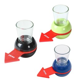 Ieron 3 Stück Trinkspiele „Spin The Shot, Partyspiele für Erwachsene, Flaschendrehen mit Schnapsglas für lustige Partys, roter Pfeil (schwarz, grün, blau)