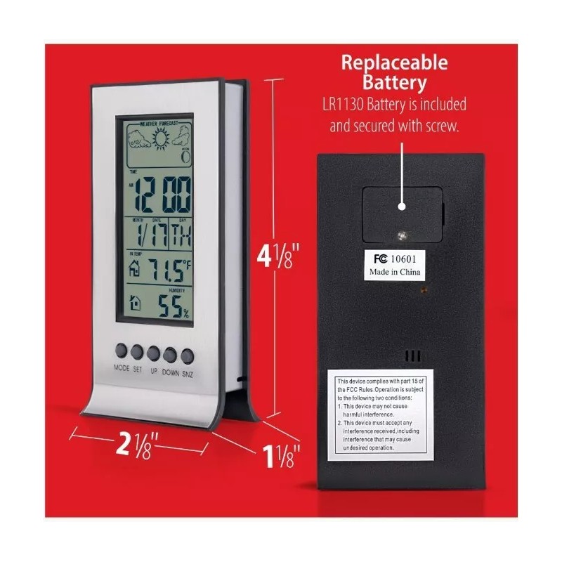 Mitaki-Japan® Mitaki-Japan Indoor Weather Station Clock Alarm with Snooze Calendar