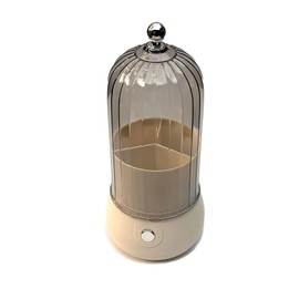 Makeup Brush Holder Acrylic Cosmetic Organizer with Adjustable Dividers, Dust,Proof, Modern Vanity Storage for Brushes, Eyeliners, Beauty Sponges Matte White