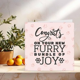 New Pet Card - Congrats New Fur Baby Card New puppy Dog Cat kitten 145 x 145mm