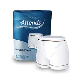 Attends Washable Fixation Stretch Fit Pants Comfort - Large (1 Pack of 3) White