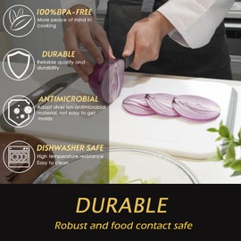 Vipcook Plastic Cutting Boards for Kitchen 3Pcs Set Larger Chopping Board Dishwasher Safe with Easy Grip Handle Juice Grooves 100% BPA Free Non-Slip Knife friendly Meat, Vegetables,Fruit (Gray/White)