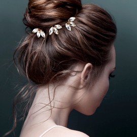 10 horquillas de cristal para novia, damas de honor y mujeres, color dorado