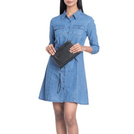 STILORD 'Momo' Small Organiser Leather DIN A6 Document Folder Vintage Purse Men's Handbag Clutch Women Men Organiser Folder for Credit Cards, Obsidian Black, briefcase