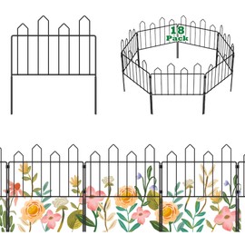 Decorative Garden Fence 18 Pack, Total 25ft (L) x 20in (H) No Dig Rustproof Wire Garden Fence Border, Dog Fences for The Yard Also Suitable for Landscape Yard Garden Yard Outdoor Decoration