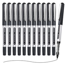 EYEYE 0.5mm Black Pens 12 Pack, Extra Fine Point Rollerball Pen Quick Dry, Liquid Ink Pens Fine Point Smooth Writing Pen for Journaling, Note Taking, Office, School Supplies