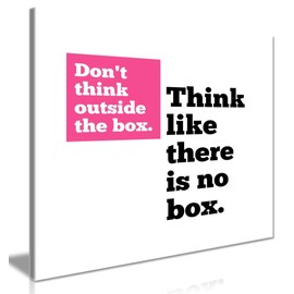 Motivational Quote Think Outside The Box Canvas Wall Art Picture Print (12x12in)