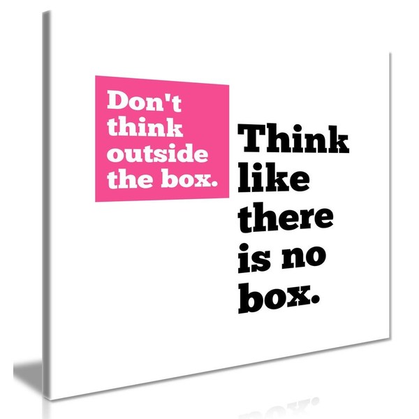 Motivational Quote Think Outside The Box Canvas Wall Art Picture