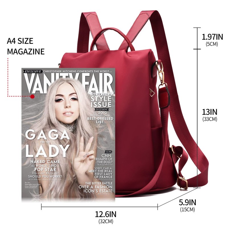 shepretty Women's Anti-Theft Backpack Shoulder Bag School Bag, 3-8864red, Practical,