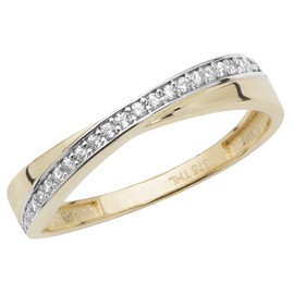 Elegant 9ct Gold Ladies Crossover Ring with Cultured Cubic Zirconia/CZ WJS17067