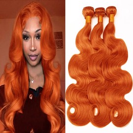 Ginger Orange Bundles #350 Body Wave Brazilian Remy Hair Bundles #350 Bundle Grade 8A Unprocessed Virgin Hair Weave 3 Bundles Ginger Orange Bundle For Women 24 24 24 Inch