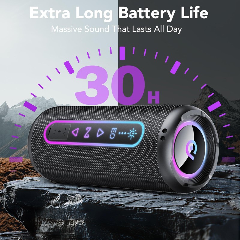 Portable Bluetooth Speaker with Lights, Bluetooth 5.4 Speaker, Powerful Crystal