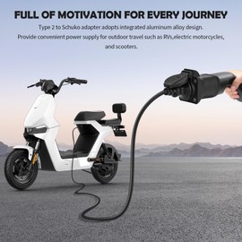 Weinsamkeit Type 2 to Schuko Adapter, Type 2 16A EV Charger or Type 2 Charging Station Adapter, Type 2 Discharger for Electric Bicycles, Scooters, Electric Wheelchairs