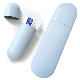 Hshenjhu Zahnbürsten Etui, ZahnbüRste Reiseetui, Tragbare Zahnbürstenhülle, Zahnbürstenbehälter für Zahnbürsten und Zahnpasta, Tragbar Zahnputzbecher Reisen für Reisen Camping Familie, Blau