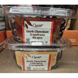 Choceur Dark Chocolate Expresso Beans & Cold Brew Caramels 7oz 198g (Two Tubs)