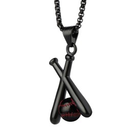 LeapoFaith Baseball Pendant for Car Rear View Mirror Decor Stainless Steel Cross Amulet Adult Men Christian Gift, Black