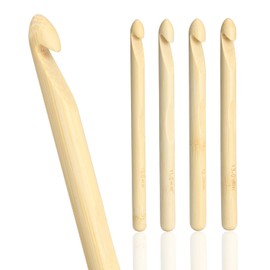 YOJOB Large Crochet Hooks, Bamboo Jumbo Crochet Hook for Chunky Yarn, Big Crochet Hooks Set of 4 Sizes in 10mm, 11mm, 12mm, 13mm
