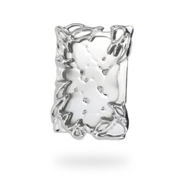 Cosmeria Sliver Irregular Frame Photocard Holder Keychain, Electroplated Y2K ID Card Badge Holder for Students and Office Supplies Electroplating Plastics, silver