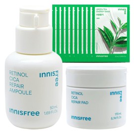 Retinol Cica Trace Ampoule 50ml+Retinol Cica Trace Pads 60 sheets+(Additional 10 Green Tea Masks) / 레티놀 시카 흔적 앰플 50ml+레티놀 시카 흔적 패드 60매+(그린티 마스크 10매추가)