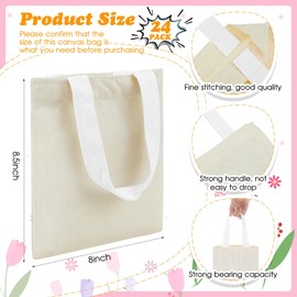 Amylove 24 Pcs Mini Tote Bag Sublimation Blank Canvas Tote Bags Reusable Grocery Bags DIY Sacks Goody Bags for Party Event Bags(Natural with White Handle, 8.5 x 8 Inch)