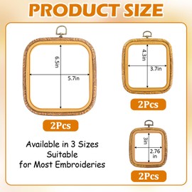 6 Pcs Square Embroidery Hoop Set - 3 Sizes Square Cross Stitch Hoop, Plastic Embroidery Frame for DIY Crafts and Art Projects