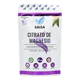 Citrato De Magnesio Puro Con 120 Cpsulas De 500 Mg Cu. en bolsa  Suplemento Alimenticio  Alta Biodisponibilidad  Sin Sabor Saisa Herbal  Apoyo Del... 