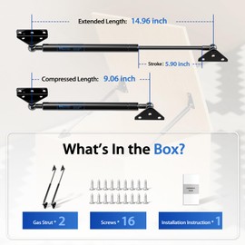 ARANA Gas Struts 15 inch 80 lbs with Brackets(Not Removable), Gas Shocks Lift lid 15", Heavy Duty Gas Spring Lift Support for RV Camper Bed Boat Engine Cover Trap Door(Fits 68-88 lbs Lid), 2 Pcs