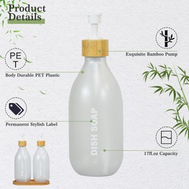 ILIKEPOW Soap Dispenser Set, Hand Soap Dispenser with Bamboo Pump and Tray, 500 ml, Sustainable with Non-Slip Surface for Hand Soaps, Shampoos and Lotions for the Bathroom, Matte White