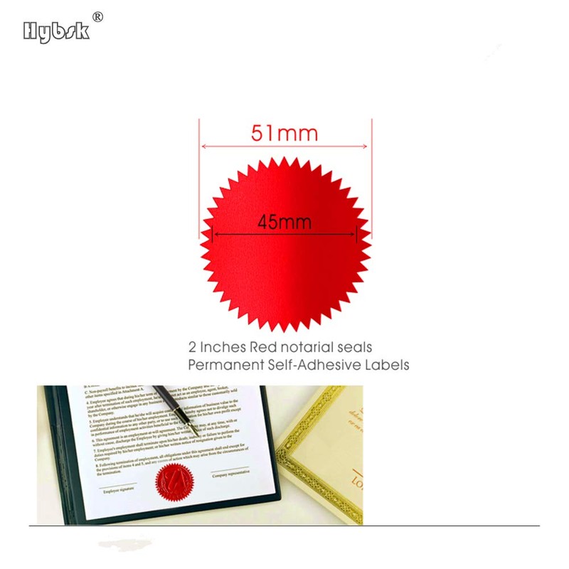 Hylabelest 2" Light Red Embossing Certificate Wafer Paper Stickers