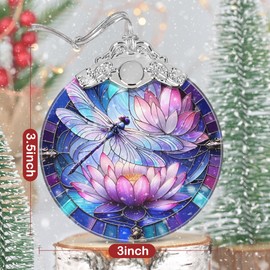 Dragonfly Ornament, Christmas Ornament, Christmas Decoration, Christmas Tree Ornament, Stained Glass Ornament, Heirloom Keepsake, Gift Exchange, Gift Ideas, Bauble Present - Dragonfly on Lotus Flower