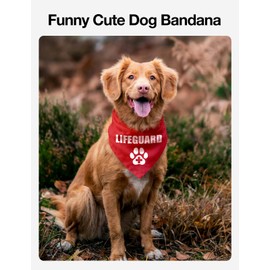 Cgvovgr Red Lifeguard Dog Bandana, Dog Lifeguard Costume Pet Scarf Props, Dog Lifeguard Costume Accessories Shark Dog Costume, Service Dog Bandana for Pets and Dog Lovers Gifts
