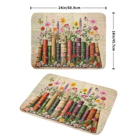 Vintage Books Dish Drying Mat - Retro Flower Kitchen Countertop Cloth Pad 18 x 24 In