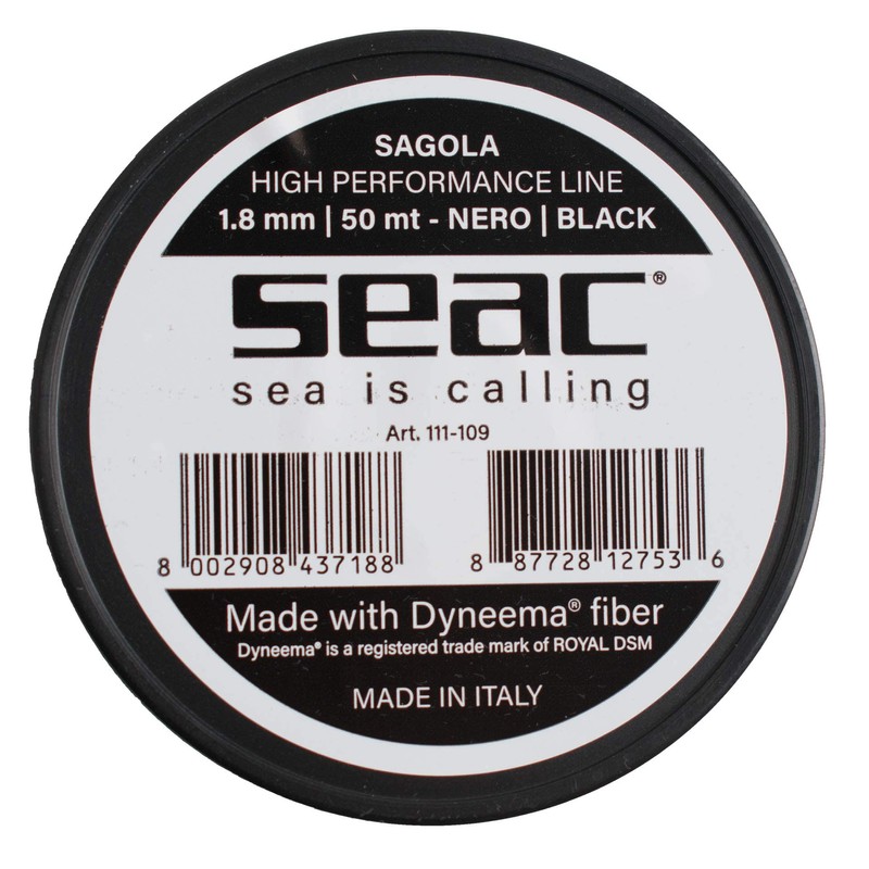 SEAC Unisex's Dyneema for Spearfishing,1.8mm,Black,1110109520000A