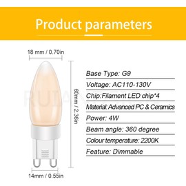 Ruiandsion 4W=40W T4 G9 Halogen Replacement, Dimmable 2200K, AC110-130V, for Wall Sconces Hallway Porch Landscape Lighting, 10-Pack