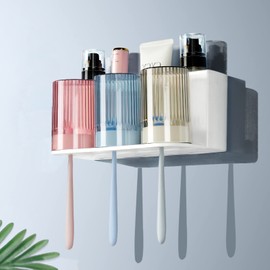 𝟐𝟎𝟐𝟔 𝐔𝐩𝐠𝐫𝐚𝐝𝐞𝐝 So Nice Toothbrush Holders for bathrooms Accessories Wall Mounted,Electric Shower Toothbrush Holder White Plastic toothbrushes Holder Set for Kids with 3 Cups