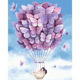 Grebesty Paint by Numbers Adults, Craft Adult Creative Set Paint by Numbers Butterfly 40 x 50 cm Without Frame