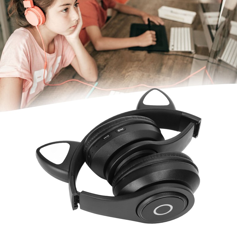 B39 Cat Ear Bluetooth Headset Cute Adjustable Bass Portable Wireless